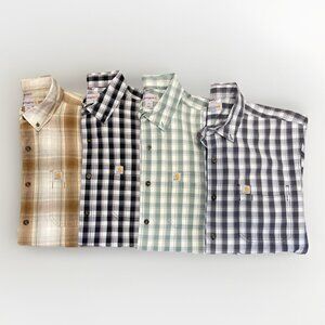 Lot of 4 Carhartt Plaid Button Down Shirts Men's 2XL Short Sleeve Relaxed Fit